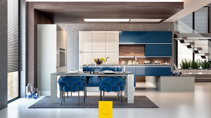 مدل کابینت آشپزخانه کوچک مستطیلی